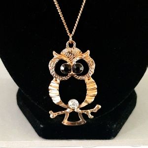 Gold color owl Necklace with pendant